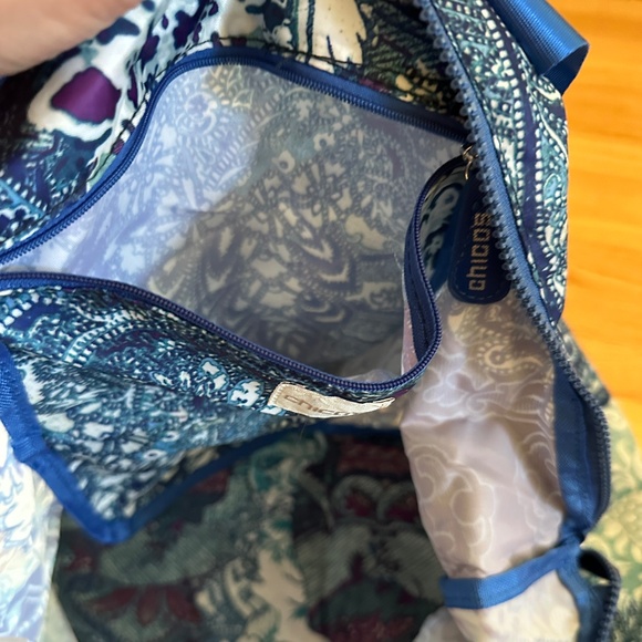 Chico's Packable Tote Blue Paisley - Picture 12 of 15